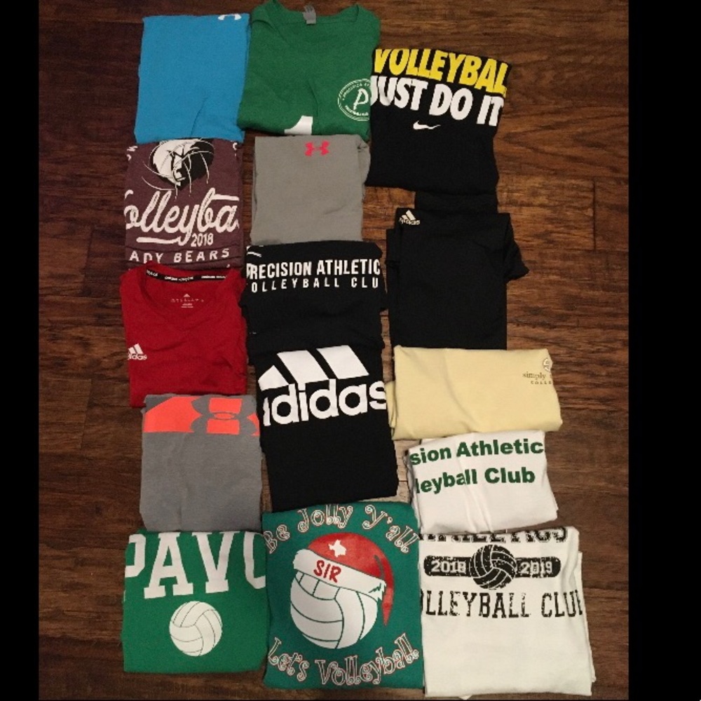 ! HUGE LOT OF 16 VOLLEYBALL WORKOUT SHIRTS !